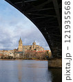 Salamanca. View of Salamanca and the Enrique Estevan bridge from the dock viewing point over the Tormes River. Traditional stone buildings. Salamanca Cathedral. SALAMANCA, SPAIN. 13 JANUARY 2025. 121935568