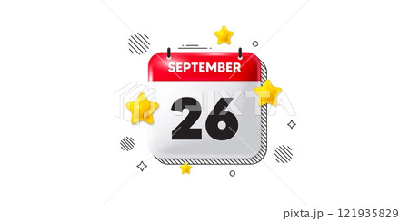 Calendar date of September 3d icon. 26th day of the month icon. Event schedule date. Meeting appointment time. 26th day of September. Calendar month date banner. Day or Monthly page. Vector Calendar date of September 3d icon. 26th day of the month icon. Event schedule date. Meeting appointment time. 26th day of September. Calendar month date banner. Day or Monthly page. Vector 121935829