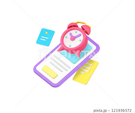 Smartphone app alarm clock reminder notification 3d icon realistic vector illustration Smartphone app alarm clock reminder notification 3d icon realistic vector illustration 121936372