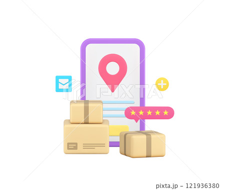 Postal parcel delivery tracking smartphone application 3d icon realistic vector illustration 121936380
