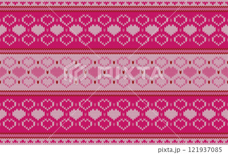 Knitted pattern seamless fabric Valentine day. traditional knitted pattern vector pink heart. Designed for valentine ,background ,wallpaper ,clothing ,knitted pattern ,fabric ,embroidery ,textile Knitted pattern seamless fabric Valentine day. traditional knitted pattern vector pink heart. Designed for valentine ,background ,wallpaper ,clothing ,knitted pattern ,fabric ,embroidery ,textile 121937085