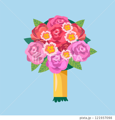 Floral Bouquet With Roses Vector 121937098