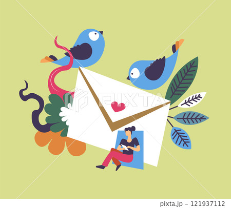 Envelope With Birds And Floral Elements Envelope With Birds And Floral Elements 121937112