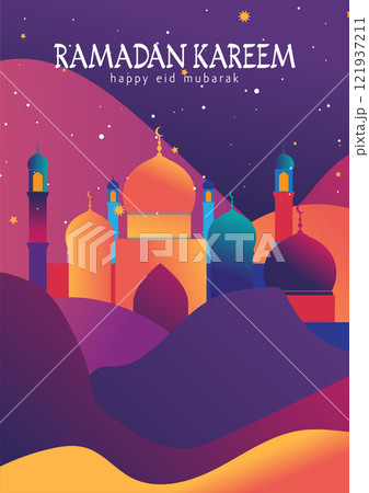 Mosque at Ramadan Night vector 121937211