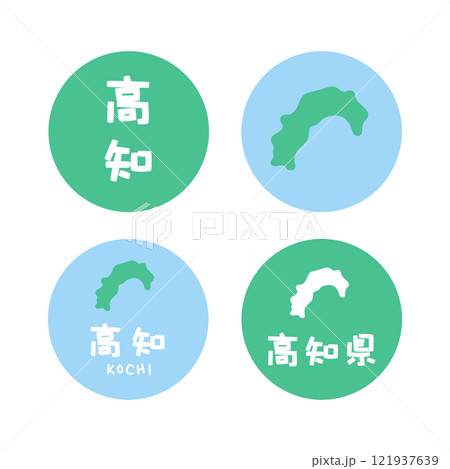 シンプルな日本の高知地図 イラスト素材 セット シンプルな日本の高知地図 イラスト素材 セット 121937639