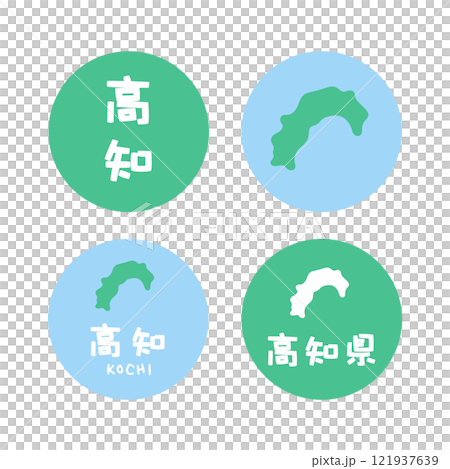 シンプルな日本の高知地図 イラスト素材 セット シンプルな日本の高知地図 イラスト素材 セット 121937639