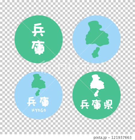 シンプルな日本の兵庫地図　イラスト素材　セット 121937663