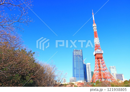 東京都港区、東京タワーの風景 121938805