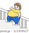 太りすぎて階段で息切れをしている女性のイラスト 121939527