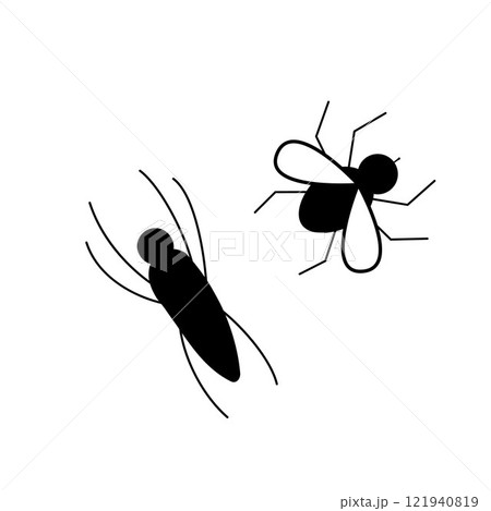 Cockroach and Fly vector black line icon. Isolated insects beetle and flies Clip art design element. Cockroach and Fly vector black line icon. Isolated insects beetle and flies Clip art design element. 121940819