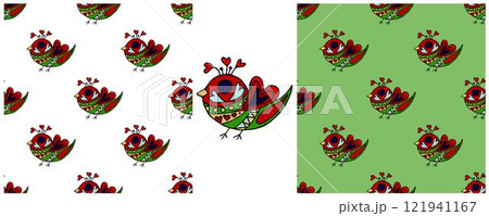 Folk ornament. Set Seamless Patterns 121941167