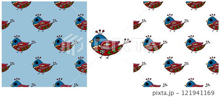 Folk ornament. Set Seamless Patterns Folk ornament. Set Seamless Patterns 121941169