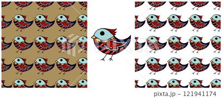 Folk ornament. Set Seamless Patterns 121941174