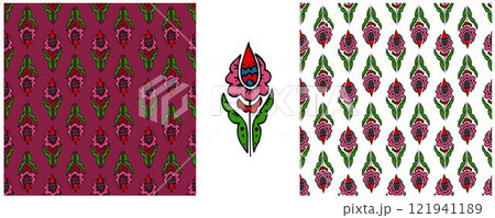 Folk ornament. Set Seamless Patterns 121941189