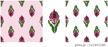 Folk ornament. Set Seamless Patterns 121941190