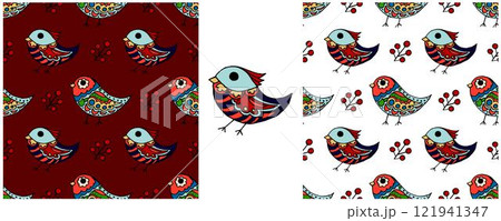 Folk ornament. Set Seamless Patterns Folk ornament. Set Seamless Patterns 121941347