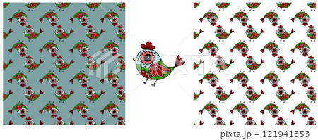 Folk ornament. Set Seamless Patterns Folk ornament. Set Seamless Patterns 121941353