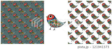 Folk ornament. Set Seamless Patterns Folk ornament. Set Seamless Patterns 121941373