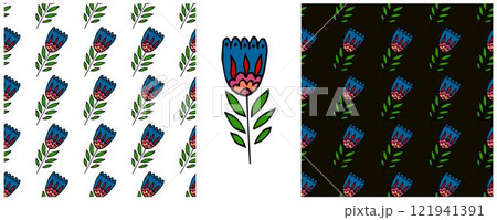 Folk ornament. Set Seamless Patterns 121941391
