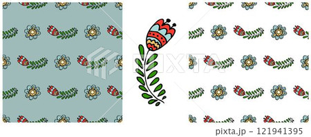 Folk ornament. Set Seamless Patterns Folk ornament. Set Seamless Patterns 121941395