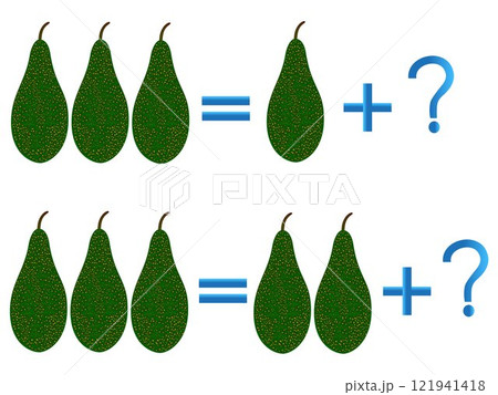 Educational games for children, on the composition of the three, example with avocado. 121941418