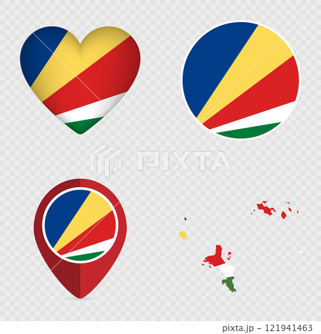 Seychelles Flag Icons Pack. Vector illustration. 121941463