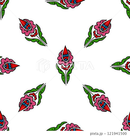 Seamless pattern. Folk ornament. Pattern in hand drawn style 121941500