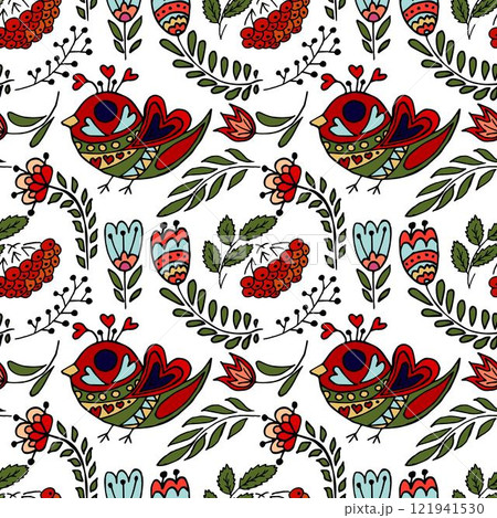 Seamless pattern. Folk ornament. Pattern in hand drawn style Seamless pattern. Folk ornament. Pattern in hand drawn style 121941530