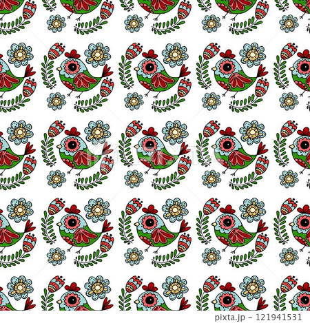 Seamless pattern. Folk ornament. Pattern in hand drawn style 121941531