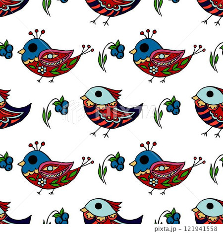 Seamless pattern. Folk ornament. Pattern in hand drawn style Seamless pattern. Folk ornament. Pattern in hand drawn style 121941558