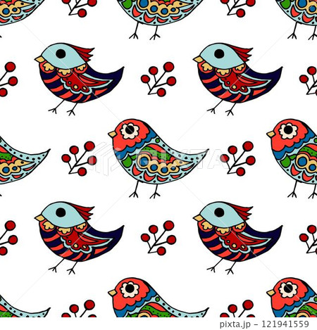 Seamless pattern. Folk ornament. Pattern in hand drawn style 121941559