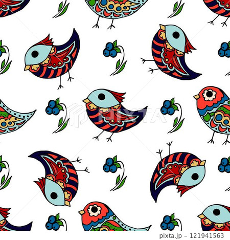Seamless pattern. Folk ornament. Pattern in hand drawn style 121941563