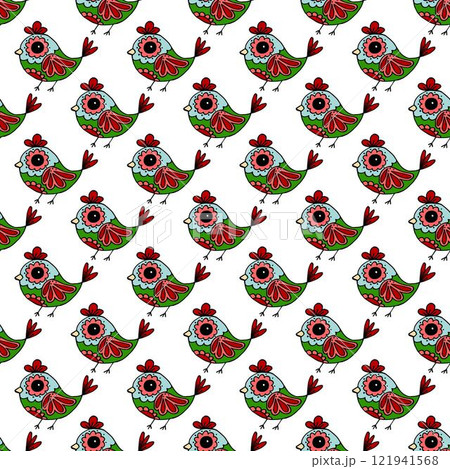Seamless pattern. Folk ornament. Pattern in hand drawn style 121941568