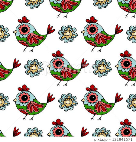 Seamless pattern. Folk ornament. Pattern in hand drawn style Seamless pattern. Folk ornament. Pattern in hand drawn style 121941571