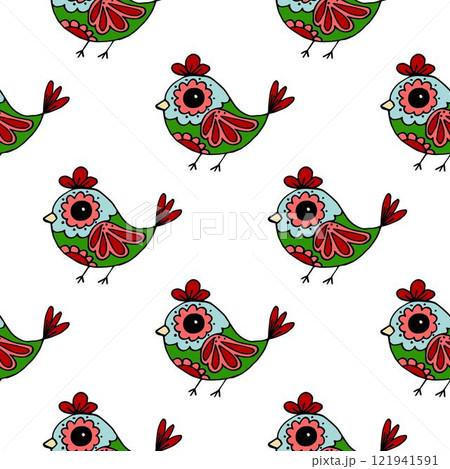 Seamless pattern. Folk ornament. Pattern in hand drawn style Seamless pattern. Folk ornament. Pattern in hand drawn style 121941591
