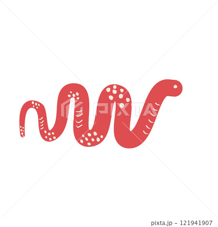 Snake movement Chinese New Years symbol. Cny zodiac snake lunar 2025 isolated on white background. Vector hand drawn flat illustration 121941907