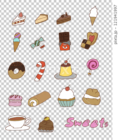 Cute dessert illustration set 121941997