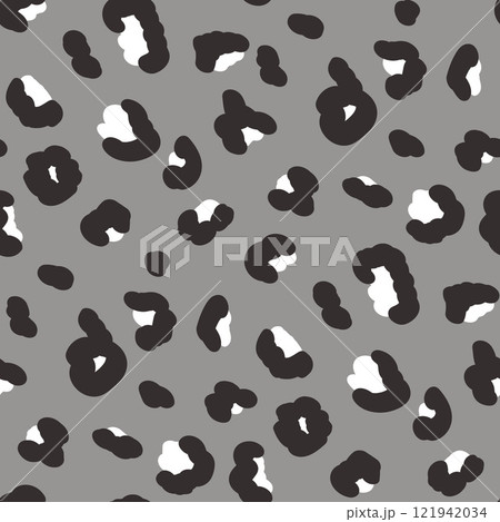 Leopard modern monochrome grey seamless pattern. Animal camouflage print endless background. Cheetah or panther skin texture repeat cover. Abstract jaguar fur continuous ornament. Vector illustration 121942034