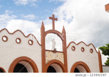 Church Tower with Christ Statue during Holy Week 121942197