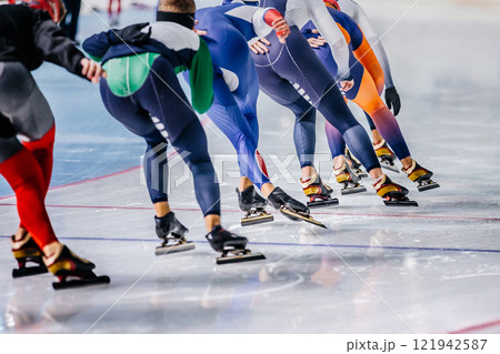 rear view mass start race in speed skating for men rear view mass start race in speed skating for men 121942587