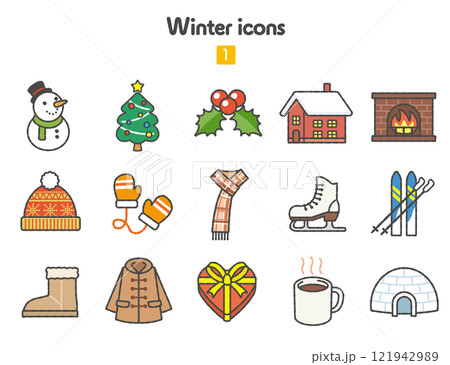 西洋風の冬のアイコン集 121942989