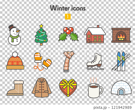 西式冬季圖標集合 西式冬季圖標集合 121942989