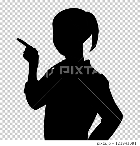 ポイントを説明する女性のシルエット 121943091
