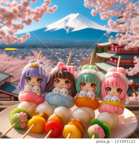 お花見を盛り上げるカワイイキャラクター達 121943122