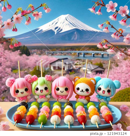 お花見を盛り上げるカワイイキャラクター達 121943124