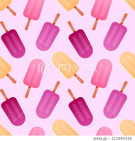 Seamless pattern with fruit ice. Colorful ice cream. Eskimo. Background design 121943316