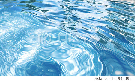 Ripples on the blue pool water. Shiny waves of clean pool water. Generated AI. Ripples on the blue pool water. Shiny waves of clean pool water. Generated AI. 121943396