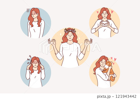Woman uses meditation to get rid of depression and gain mental balance in life Woman uses meditation to get rid of depression and gain mental balance in life 121943442