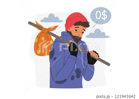 Poor man wanders around world and thinks about absence of money in account, is need of help Poor man wanders around world and thinks about absence of money in account, is need of help 121943842