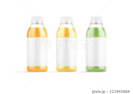Blank 16 oz plastic bottle orange, pineapple and kiwi juice mockup Blank 16 oz plastic bottle orange, pineapple and kiwi juice mockup 121943884